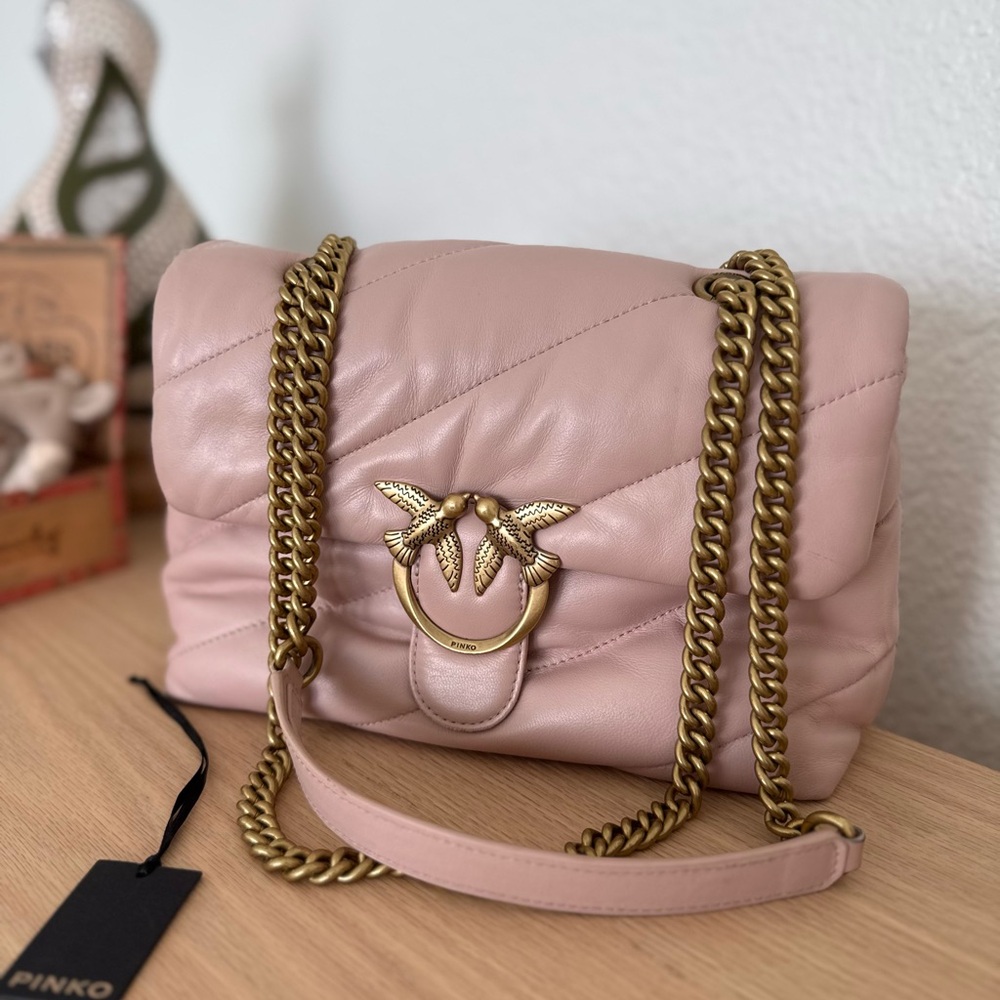 Pinko Love Pink Quilted Chain Shoulder Bag